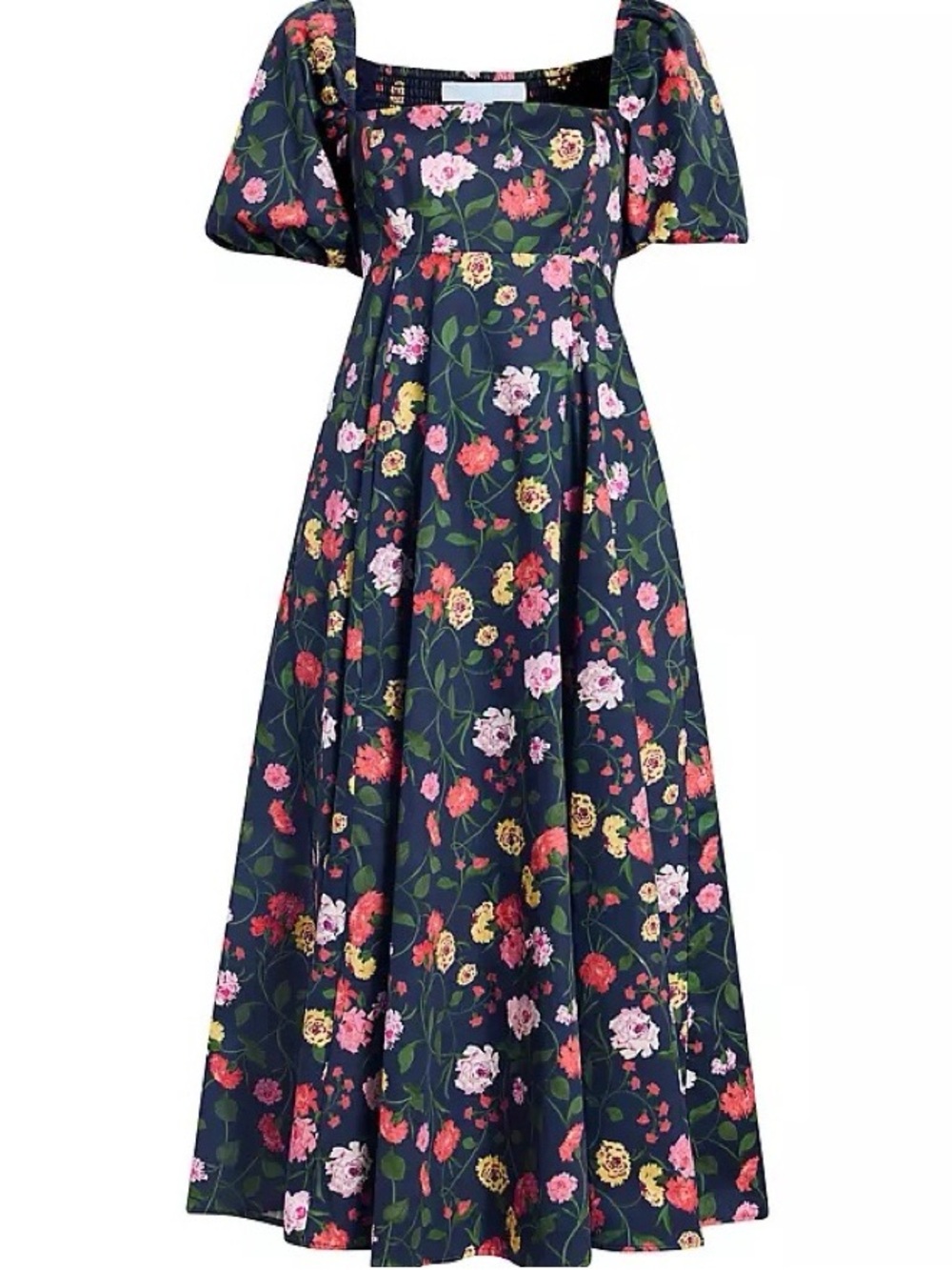 Hill House Home Ophelia Floral Puff Sleeve Midi Nap Dress Navy S